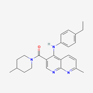 (4-((4-Ethylphenyl)amino)-7-methyl-1,8-naphthyridin-3-yl)(4-methylpiperidin-1-yl)methanone