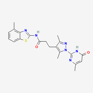 3-(3,5-dimethyl-1-(4-methyl-6-oxo-1,6-dihydropyrimidin-2-yl)-1H-pyrazol-4-yl)-N-(4-methylbenzo[d]thiazol-2-yl)propanamide
