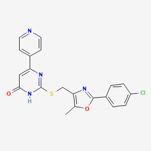 molecular formula C20H15ClN4O2S B2772062 2-(((2-(4-Chlorophenyl)-5-methyloxazol-4-yl)methyl)thio)-6-(pyridin-4-yl)pyrimidin-4-ol CAS No. 1040635-56-0