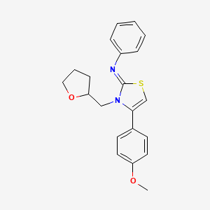 molecular formula C21H22N2O2S B2772063 (Z)-N-(4-(4-methoxyphenyl)-3-((tetrahydrofuran-2-yl)methyl)thiazol-2(3H)-ylidene)aniline CAS No. 380564-97-6