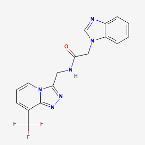 molecular formula C17H13F3N6O B2772064 2-(1H-苯并[d]咪唑-1-基)-N-((8-(三氟甲基)-[1,2,4]三唑并[4,3-a]吡啉-3-基)甲基)乙酰胺 CAS No. 1904125-35-4