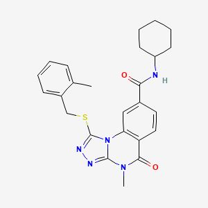 N-cyclohexyl-4-methyl-1-((2-methylbenzyl)thio)-5-oxo-4,5-dihydro-[1,2,4]triazolo[4,3-a]quinazoline-8-carboxamide