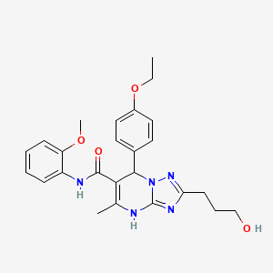 molecular formula C25H29N5O4 B2772079 7-(4-ethoxyphenyl)-2-(3-hydroxypropyl)-N-(2-methoxyphenyl)-5-methyl-4H,7H-[1,2,4]triazolo[1,5-a]pyrimidine-6-carboxamide CAS No. 540507-18-4