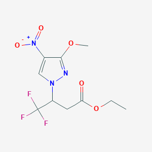 molecular formula C10H12F3N3O5 B2772090 Ethyl 4,4,4-trifluoro-3-(3-methoxy-4-nitropyrazol-1-yl)butanoate CAS No. 2054953-09-0
