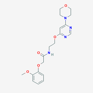 molecular formula C19H24N4O5 B2772099 2-(2-methoxyphenoxy)-N-(2-((6-morpholinopyrimidin-4-yl)oxy)ethyl)acetamide CAS No. 1171090-17-7