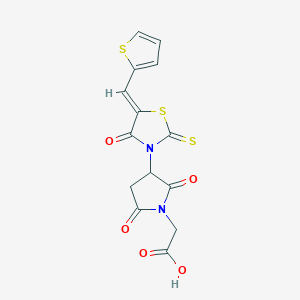 (Z)-2-(2,5-dioxo-3-(4-oxo-5-(thiophen-2-ylmethylene)-2-thioxothiazolidin-3-yl)pyrrolidin-1-yl)acetic acid