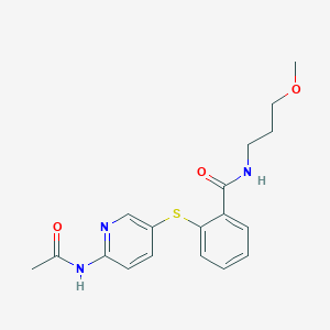 molecular formula C18H21N3O3S B2772112 2-{[6-(乙酰氨基)-3-吡啶基]硫基}-N-(3-甲氧基丙基)苯甲酰胺 CAS No. 343373-11-5