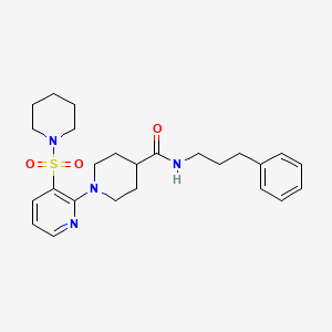 molecular formula C25H34N4O3S B2772129 4-[(5-cyclopropyl-1,2,4-oxadiazol-3-yl)methyl]-N-mesityl-6-methyl-3-oxo-3,4-dihydro-2H-1,4-benzoxazine-7-sulfonamide CAS No. 1189700-03-5