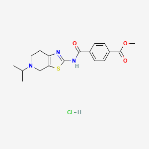 molecular formula C18H22ClN3O3S B2772133 Methyl 4-((5-isopropyl-4,5,6,7-tetrahydrothiazolo[5,4-c]pyridin-2-yl)carbamoyl)benzoate hydrochloride CAS No. 1189503-85-2