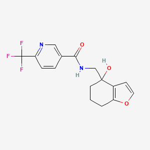 molecular formula C16H15F3N2O3 B2772140 N-((4-hydroxy-4,5,6,7-tetrahydrobenzofuran-4-yl)methyl)-6-(trifluoromethyl)nicotinamide CAS No. 2320149-45-7