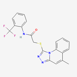 molecular formula C20H15F3N4OS B2772182 2-((5-methyl-[1,2,4]triazolo[4,3-a]quinolin-1-yl)thio)-N-(2-(trifluoromethyl)phenyl)acetamide CAS No. 379239-61-9
