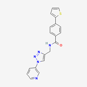 molecular formula C19H15N5OS B2772183 N-((1-(pyridin-3-yl)-1H-1,2,3-triazol-4-yl)methyl)-4-(thiophen-2-yl)benzamide CAS No. 2034611-51-1