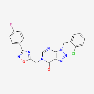molecular formula C20H13ClFN7O2 B2772191 3-(2-chlorobenzyl)-6-((3-(4-fluorophenyl)-1,2,4-oxadiazol-5-yl)methyl)-3H-[1,2,3]triazolo[4,5-d]pyrimidin-7(6H)-one CAS No. 1105238-79-6
