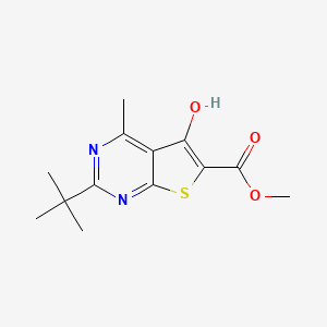 molecular formula C13H16N2O3S B2772194 Methyl 2-tert-butyl-5-hydroxy-4-methylthieno[2,3-d]pyrimidine-6-carboxylate CAS No. 1955564-39-2