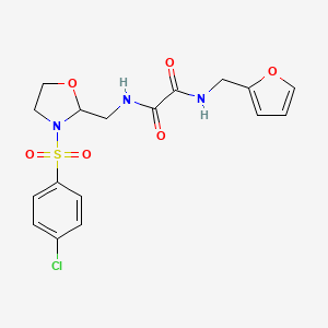 molecular formula C17H18ClN3O6S B2772201 N1-((3-((4-chlorophenyl)sulfonyl)oxazolidin-2-yl)methyl)-N2-(furan-2-ylmethyl)oxalamide CAS No. 874805-63-7