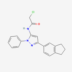 molecular formula C20H18ClN3O B2772204 2-chloro-N-[3-(2,3-dihydro-1H-inden-5-yl)-1-phenyl-1H-pyrazol-5-yl]acetamide CAS No. 956262-03-6