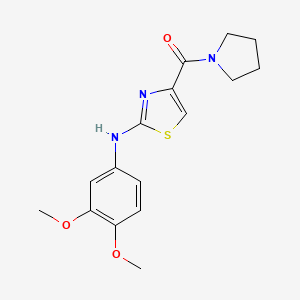 molecular formula C16H19N3O3S B2772208 (2-((3,4-Dimethoxyphenyl)amino)thiazol-4-yl)(pyrrolidin-1-yl)methanone CAS No. 955906-50-0