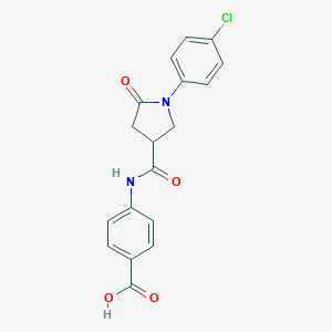 molecular formula C18H15ClN2O4 B277221 4-({[1-(4-Chlorophenyl)-5-oxopyrrolidin-3-yl]carbonyl}amino)benzoic acid 