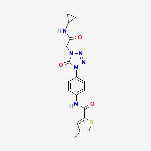 molecular formula C18H18N6O3S B2772216 N-(4-(4-(2-(环丙基氨基)-2-氧代乙基)-5-氧代-4,5-二氢-1H-四唑-1-基)苯基)-4-甲基硫代吩-2-甲酰胺 CAS No. 1396574-76-7