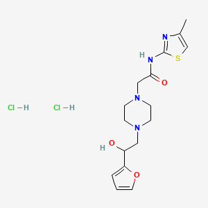 molecular formula C16H24Cl2N4O3S B2772222 2-(4-(2-(furan-2-yl)-2-hydroxyethyl)piperazin-1-yl)-N-(4-methylthiazol-2-yl)acetamide dihydrochloride CAS No. 1396800-74-0