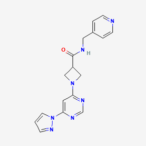 molecular formula C17H17N7O B2772223 1-(6-(1H-pyrazol-1-yl)pyrimidin-4-yl)-N-(pyridin-4-ylmethyl)azetidine-3-carboxamide CAS No. 2034480-31-2