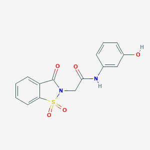 molecular formula C15H12N2O5S B277223 2-(1,1-dioxido-3-oxo-1,2-benzisothiazol-2(3H)-yl)-N-(3-hydroxyphenyl)acetamide 