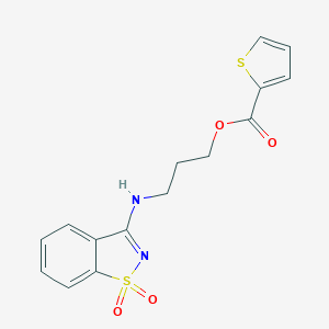 molecular formula C15H14N2O4S2 B277225 3-[(1,1-dioxo-1,2-benzothiazol-3-yl)amino]propyl thiophene-2-carboxylate 
