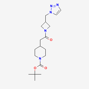 molecular formula C18H29N5O3 B2772255 Tert-butyl 4-[2-oxo-2-[3-(triazol-1-ylmethyl)azetidin-1-yl]ethyl]piperidine-1-carboxylate CAS No. 2320466-05-3