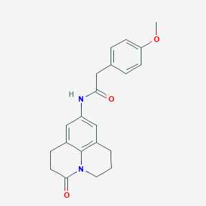 molecular formula C21H22N2O3 B2772258 2-(4-甲氧苯基)-N-(3-酮-1,2,3,5,6,7-六氢吡啶并[3,2,1-ij]喹啉-9-基)乙酰胺 CAS No. 898427-35-5