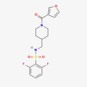 molecular formula C17H18F2N2O4S B2772263 2,6-difluoro-N-((1-(furan-3-carbonyl)piperidin-4-yl)methyl)benzenesulfonamide CAS No. 1396716-75-8