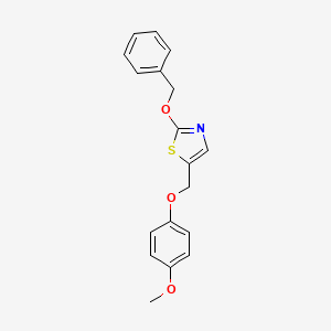 molecular formula C18H17NO3S B2772266 2-(苄氧基)-5-[(4-甲氧基苯氧基)甲基]-1,3-噻唑 CAS No. 339104-93-7