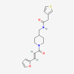 molecular formula C19H22N2O3S B2772270 (E)-N-((1-(3-(呋喃-2-基)丙烯酰基)哌啶-4-基)甲基)-2-(噻吩-3-基)乙酰胺 CAS No. 1798423-05-8