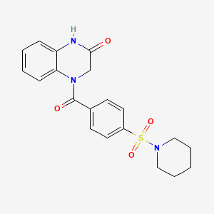 molecular formula C20H21N3O4S B2772275 4-(4-Piperidin-1-ylsulfonylbenzoyl)-1,3-dihydroquinoxalin-2-one CAS No. 952861-01-7