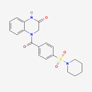 molecular formula C20H21N3O4S B2772275 4-[4-(piperidine-1-sulfonyl)benzoyl]-1,2,3,4-tetrahydroquinoxalin-2-one CAS No. 952861-01-7