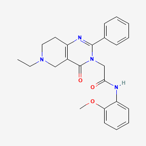 molecular formula C24H26N4O3 B2772280 2-(6-乙基-4-氧代-2-苯基-5,6,7,8-四氢嘧啶并[4,3-d]嘧啶-3(4H)-基)-N-(2-甲氧基苯基)乙酰胺 CAS No. 1286721-29-6