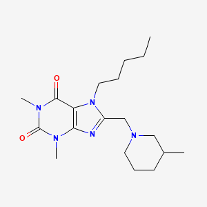 1,3-dimethyl-8-[(3-methylpiperidin-1-yl)methyl]-7-pentyl-3,7-dihydro-1H-purine-2,6-dione