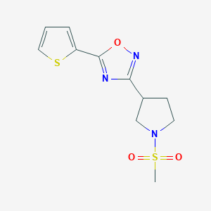 molecular formula C11H13N3O3S2 B2772322 3-(1-(Methylsulfonyl)pyrrolidin-3-yl)-5-(thiophen-2-yl)-1,2,4-oxadiazole CAS No. 2034278-28-7