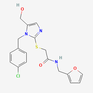 molecular formula C18H18ClN3O3S B2772328 2-((1-(4-chlorobenzyl)-5-(hydroxymethyl)-1H-imidazol-2-yl)thio)-N-(furan-2-ylmethyl)acetamide CAS No. 899999-91-8