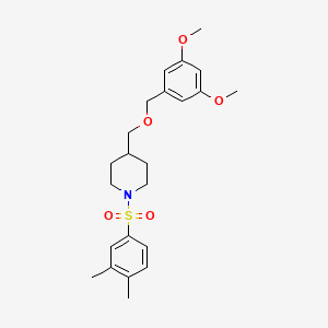 molecular formula C23H31NO5S B2772330 4-(((3,5-Dimethoxybenzyl)oxy)methyl)-1-((3,4-dimethylphenyl)sulfonyl)piperidine CAS No. 1396807-05-8