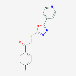 molecular formula C15H10FN3O2S B277235 1-(4-Fluorophenyl)-2-{[5-(4-pyridinyl)-1,3,4-oxadiazol-2-yl]sulfanyl}ethanone 