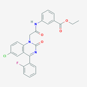 molecular formula C25H19ClFN3O4 B2772356 Ethyl 3-{2-[6-chloro-4-(2-fluorophenyl)-2-oxo-1,2-dihydroquinazolin-1-yl]acetamido}benzoate CAS No. 941877-19-6