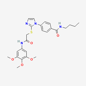 molecular formula C25H30N4O5S B2772357 N-butyl-4-(2-((2-oxo-2-((3,4,5-trimethoxyphenyl)amino)ethyl)thio)-1H-imidazol-1-yl)benzamide CAS No. 1206988-66-0
