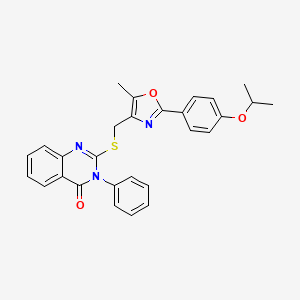 molecular formula C28H25N3O3S B2772359 2-(((2-(4-异丙氧基苯基)-5-甲氧基噁唑-4-基)甲基)硫)-3-苯基喹唑啉-4(3H)-酮 CAS No. 1114653-79-0