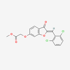 molecular formula C18H12Cl2O5 B2772365 (Z)-methyl 2-((2-(2,6-dichlorobenzylidene)-3-oxo-2,3-dihydrobenzofuran-6-yl)oxy)acetate CAS No. 847161-30-2