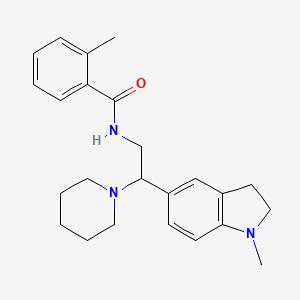 2-methyl-N-(2-(1-methylindolin-5-yl)-2-(piperidin-1-yl)ethyl)benzamide