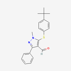 molecular formula C21H22N2OS B2772381 5-{[4-(tert-butyl)phenyl]sulfanyl}-1-methyl-3-phenyl-1H-pyrazole-4-carbaldehyde CAS No. 321998-18-9