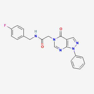 molecular formula C20H16FN5O2 B2772388 N-(4-氟苯甲基)-2-(4-氧代-1-苯基-1H-吡唑并[3,4-d]嘧啶-5(4H)-基)乙酰胺 CAS No. 852440-25-6