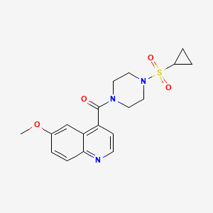 molecular formula C18H21N3O4S B2772401 4-[4-(Cyclopropanesulfonyl)piperazine-1-carbonyl]-6-methoxyquinoline CAS No. 2415470-28-7
