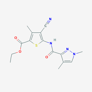 ethyl 4-cyano-5-(1,4-dimethyl-1H-pyrazole-3-carboxamido)-3-methylthiophene-2-carboxylate