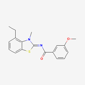 molecular formula C18H18N2O2S B2772407 N-(4-ethyl-3-methyl-1,3-benzothiazol-2-ylidene)-3-methoxybenzamide CAS No. 1321766-84-0